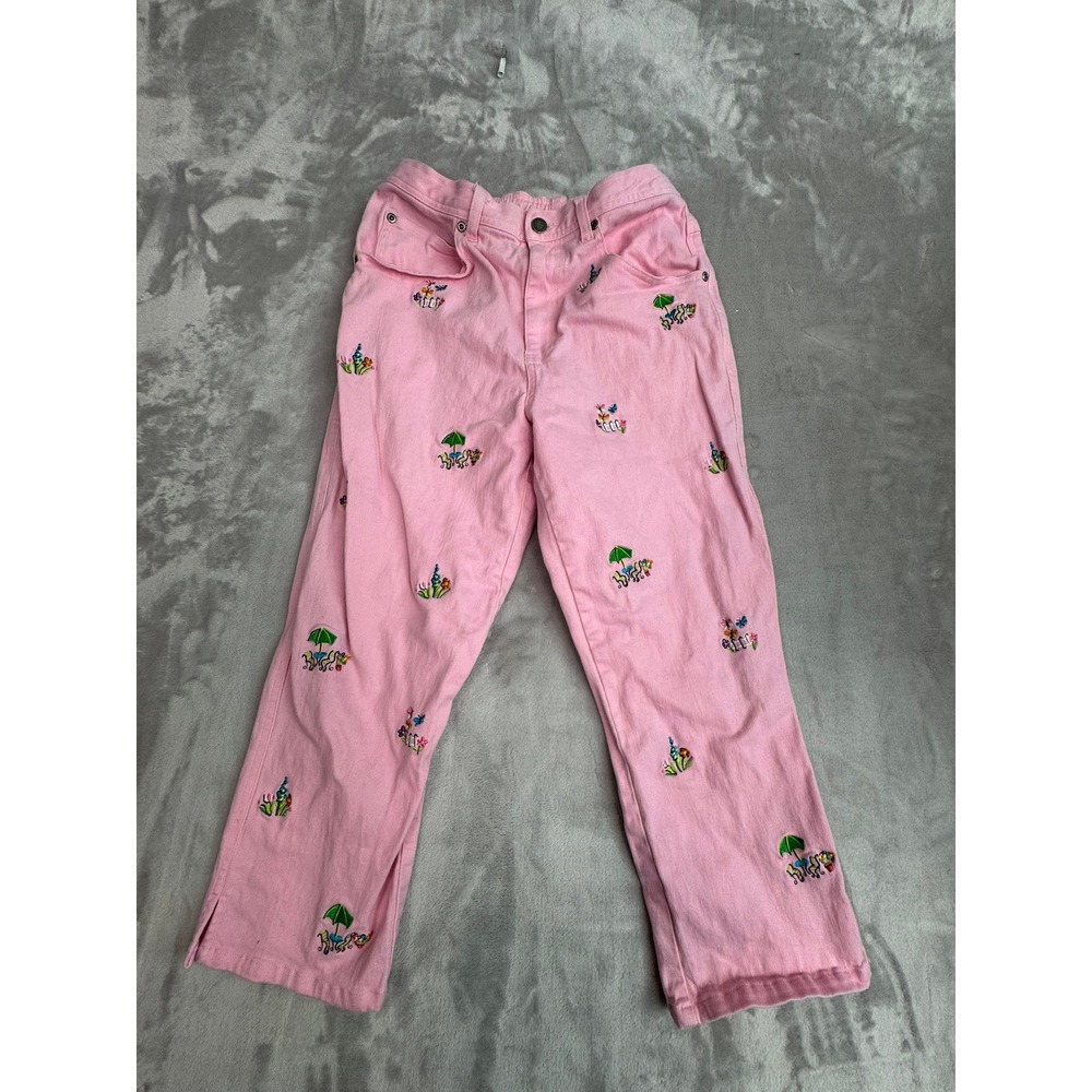 Quacker Factory Pink Embroidered Jeans Womens XS Casual Fun Summer‎ Vacation